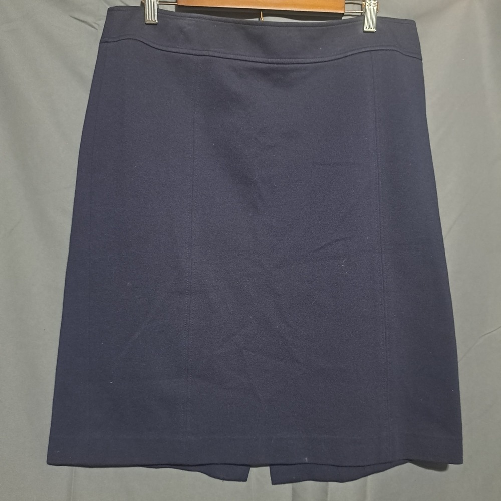Talbots Size 16 Navy Pencil Skirt Stretch Back Slit Work Business Knee Length‎